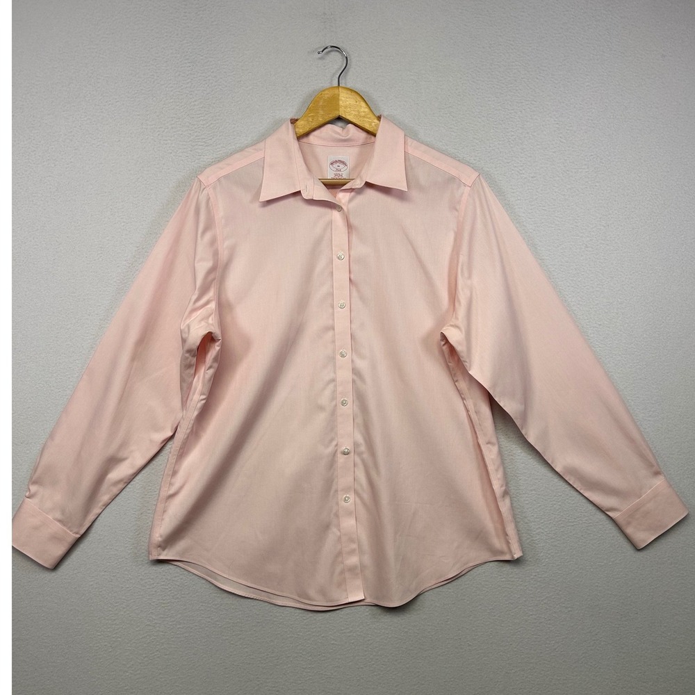 Preppy Brooks Brothers Womens 16 Pink Non-Iron Classic Fit Button Down Shirt